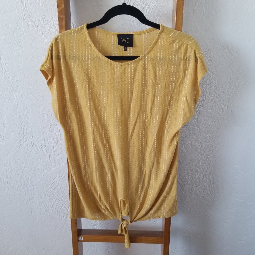 W5 Anthropologie Striped Top Shirt Tie Front Sz S